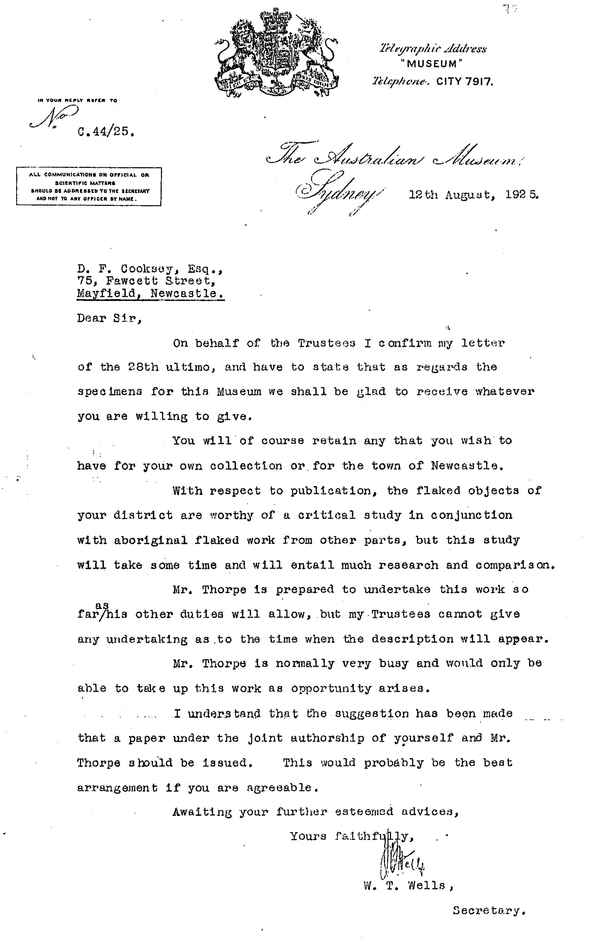 Cooksey Family - File containing correspondence, field notes, maps and ...