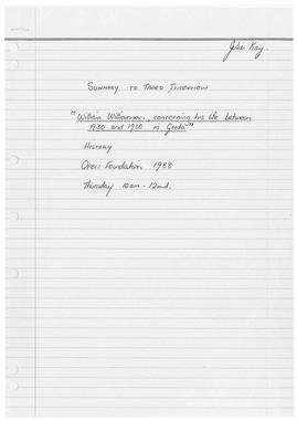 Interview log: A7462 (viii)_Williamson