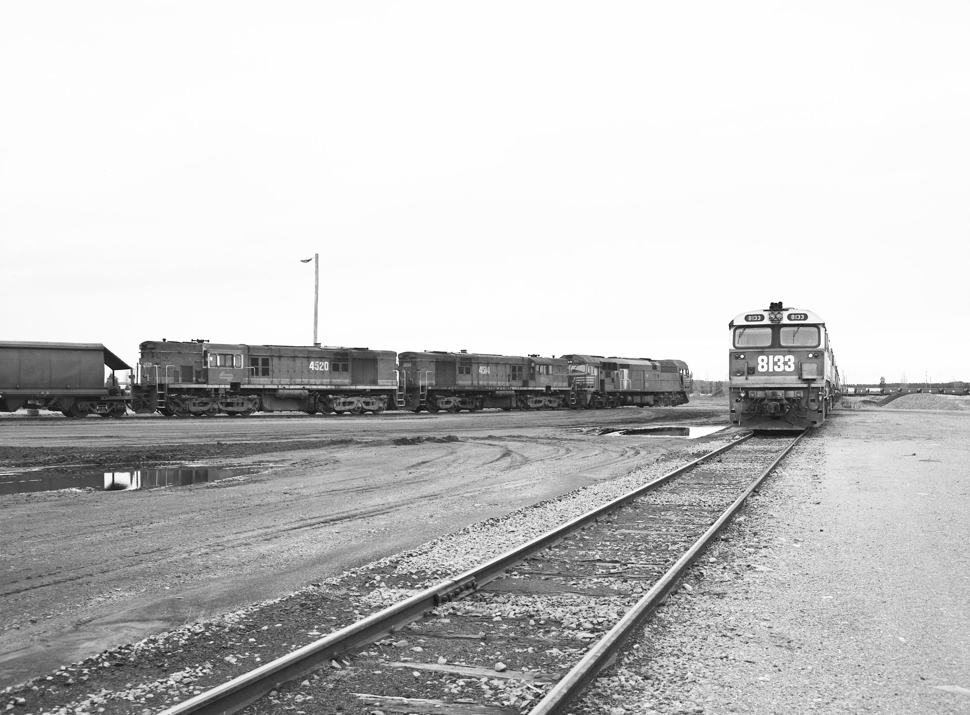 Trains on Hexham Balloon Loop. 8012 + 4514 + 4530 crossing 8133 +8127 ...