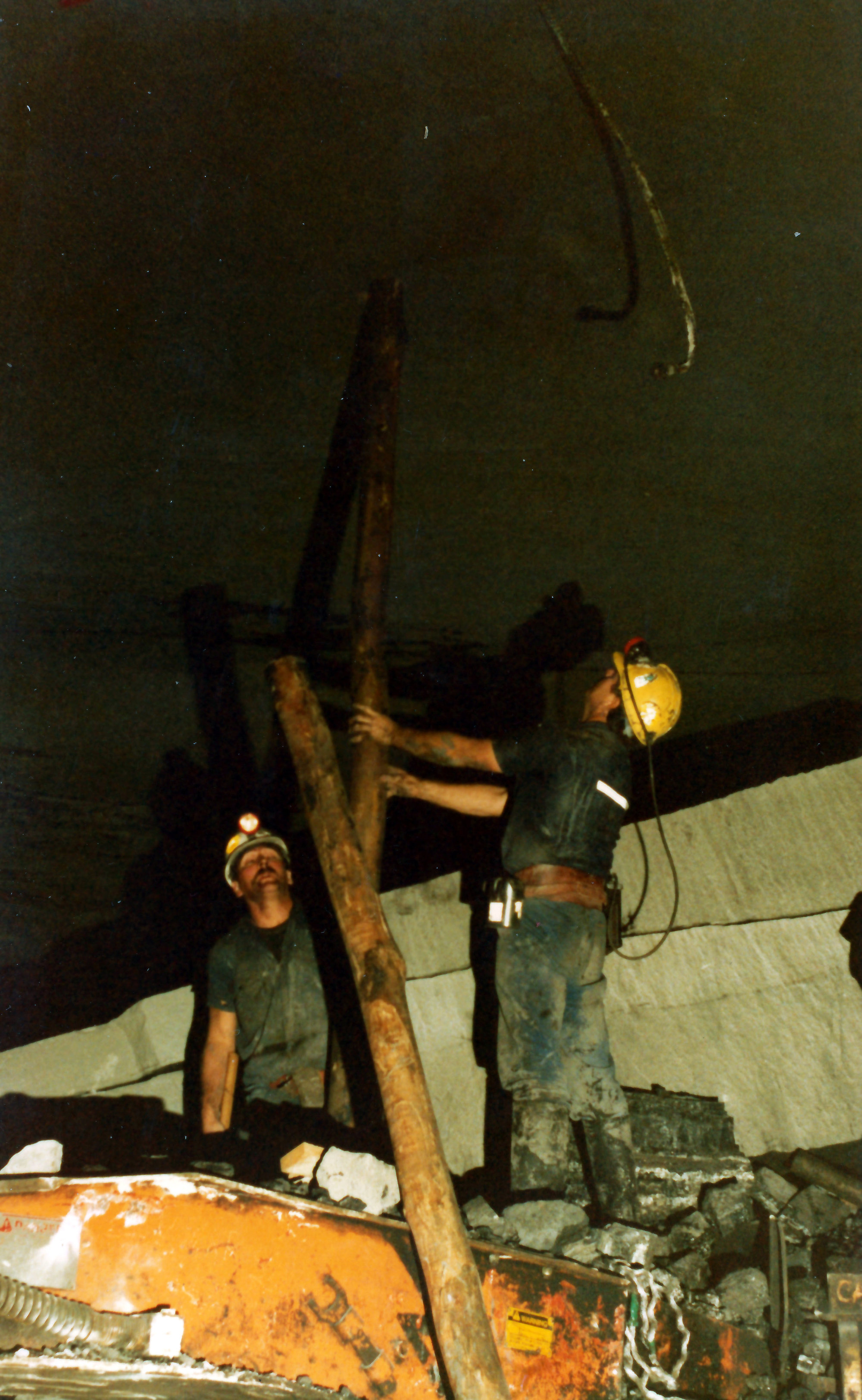 Mineworkers underground, Wambo Colliery, Warkworth, NSW, c. late 1980s ...