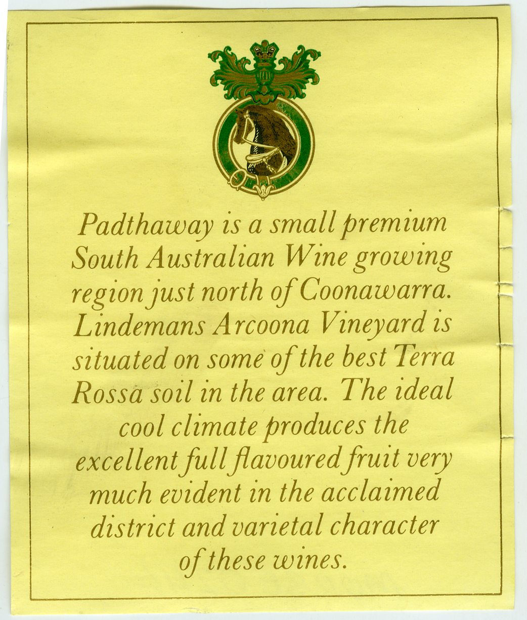 Lindeman's wine label [n.d.] | Living Histories