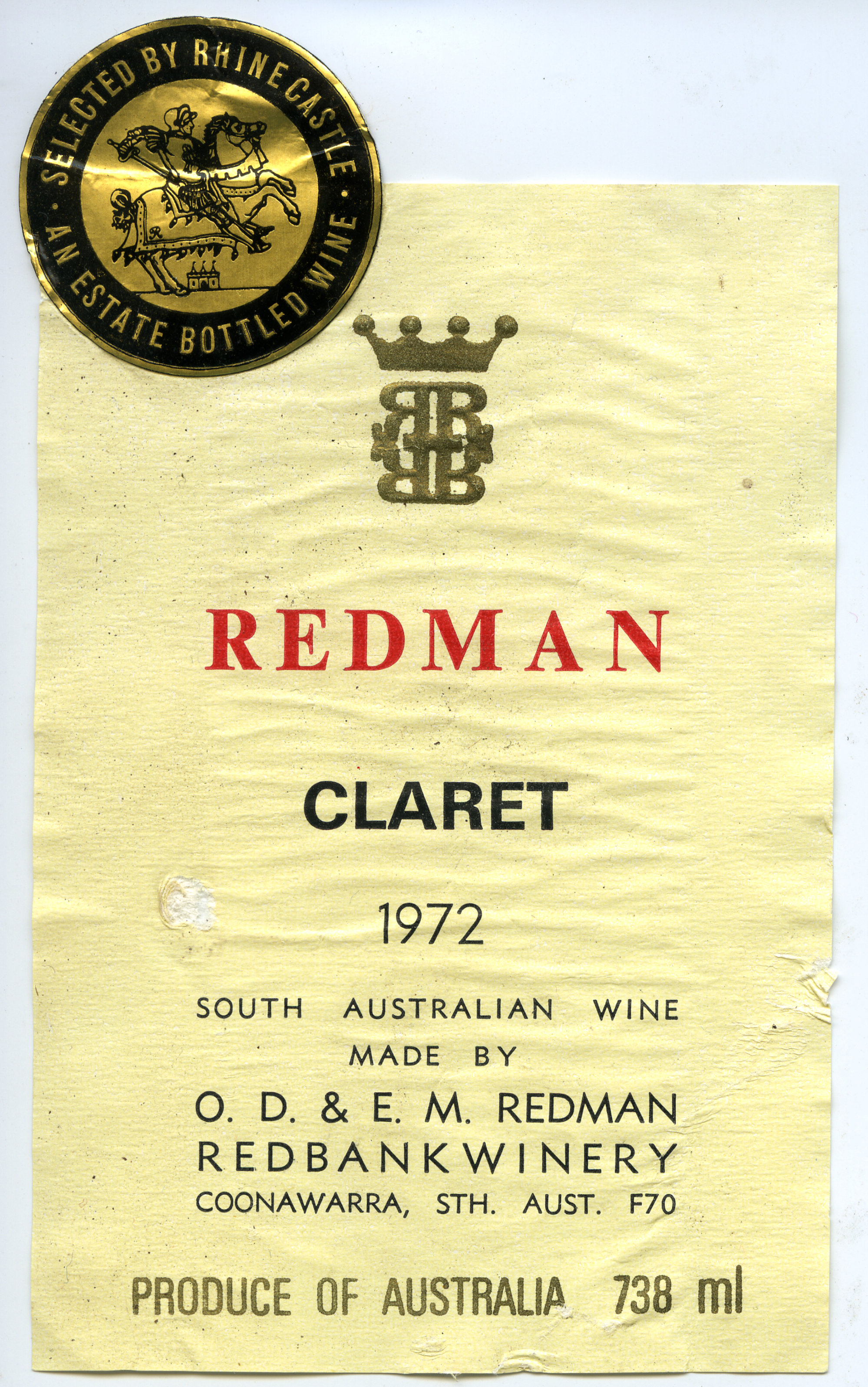 Redbank Redman's Claret Label (1972) | Living Histories