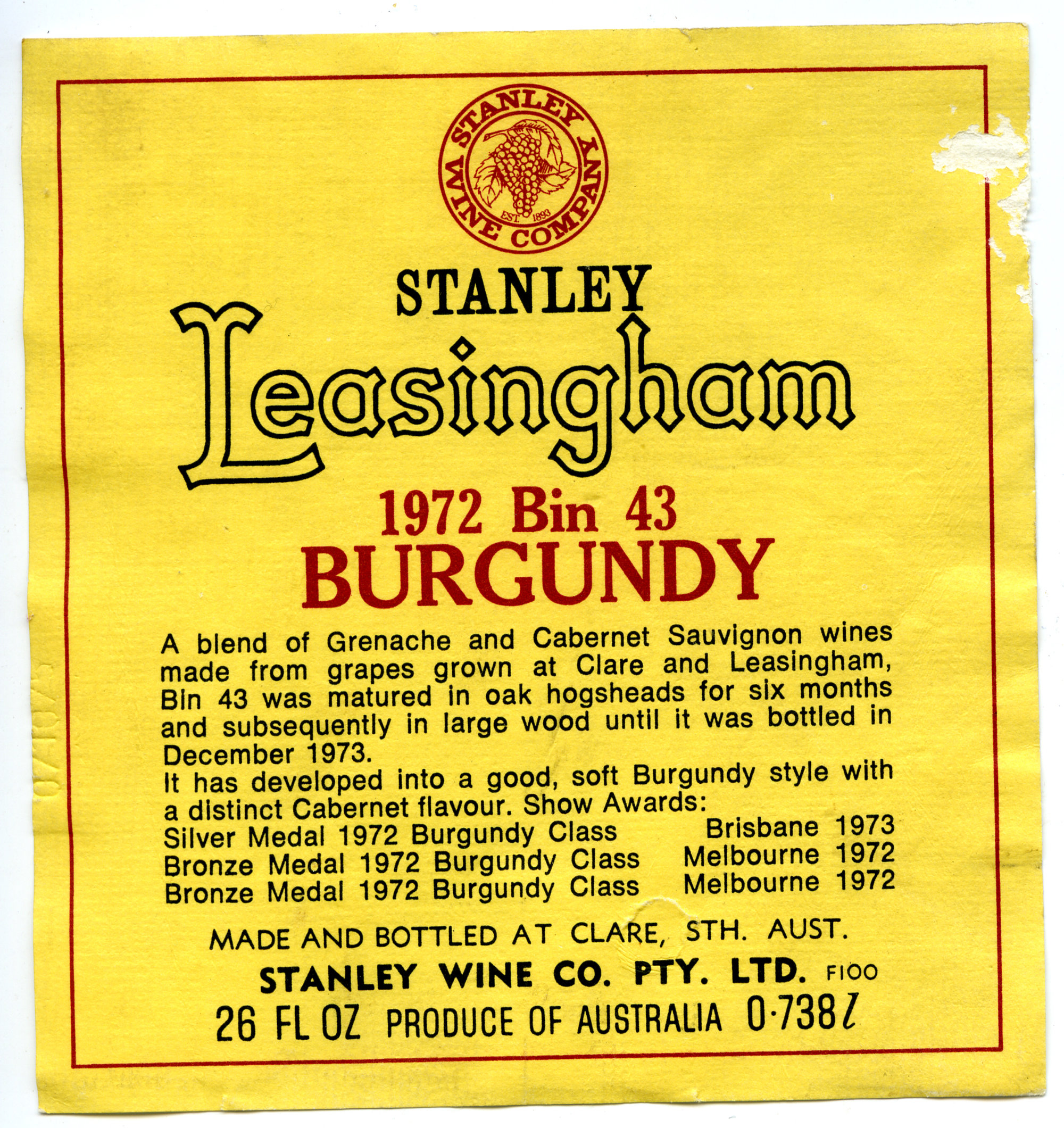 Leasingham Burgundy Label (1972) | Living Histories