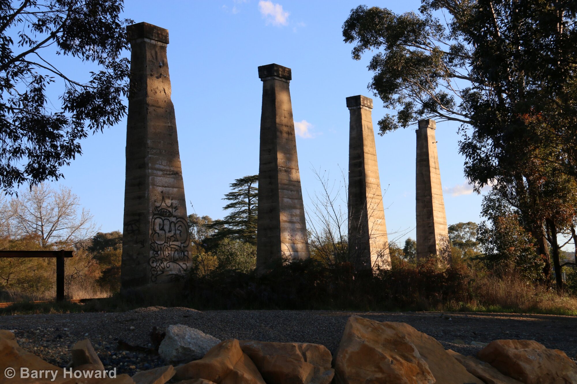 Site of the former Bellbird Colliery, NSW. These pillars held the end ...