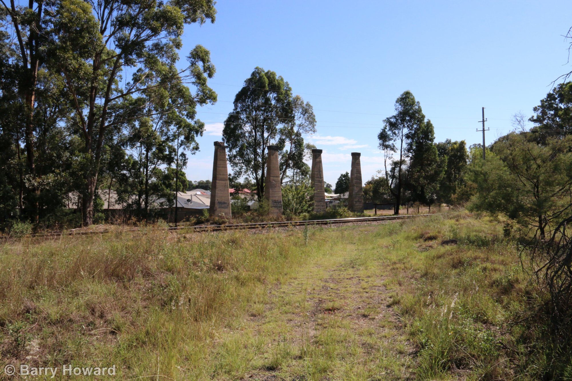 Site of the former Bellbird Colliery, NSW. These pillars held the end ...
