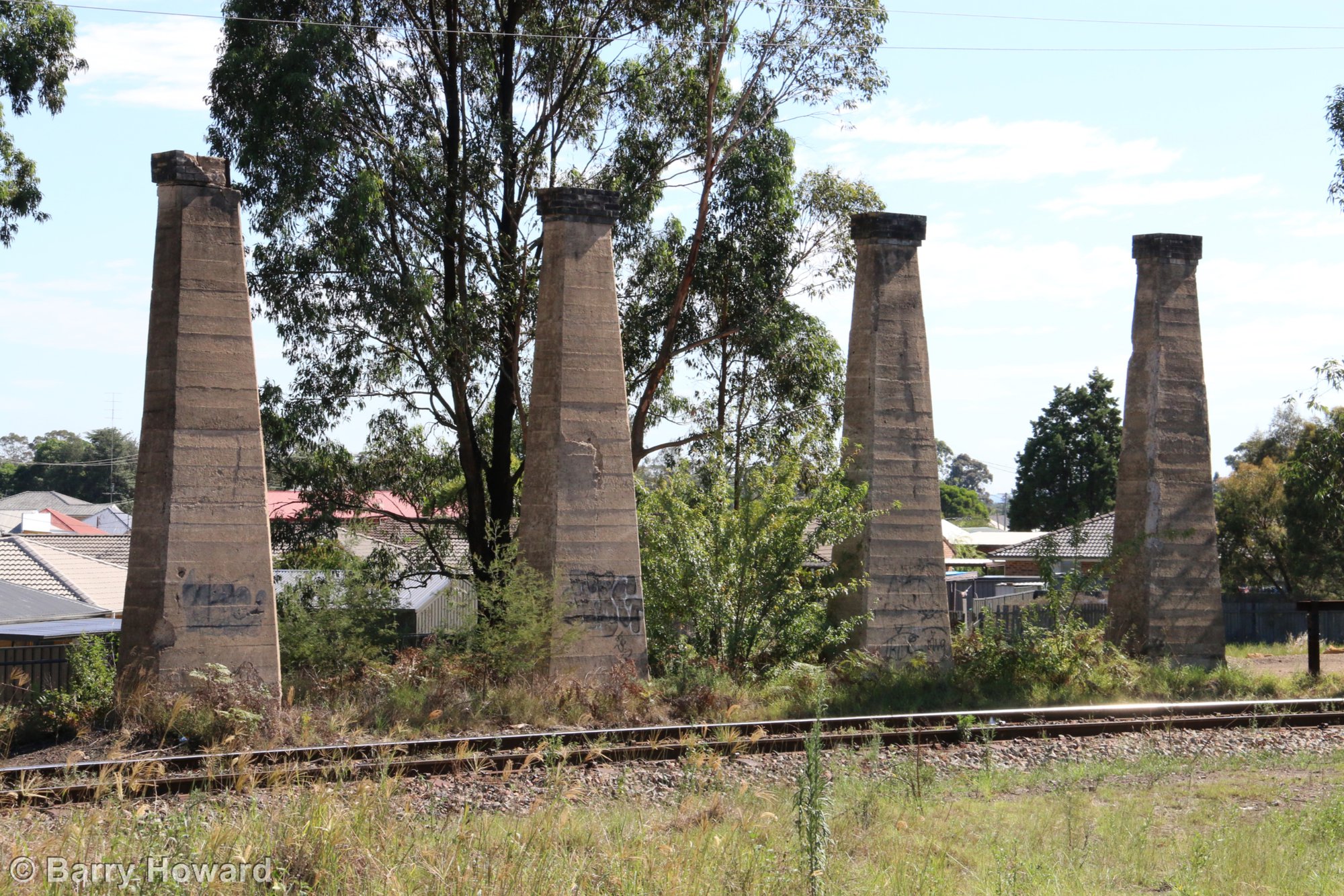 Site of the former Bellbird Colliery, NSW. These pillars held the end ...