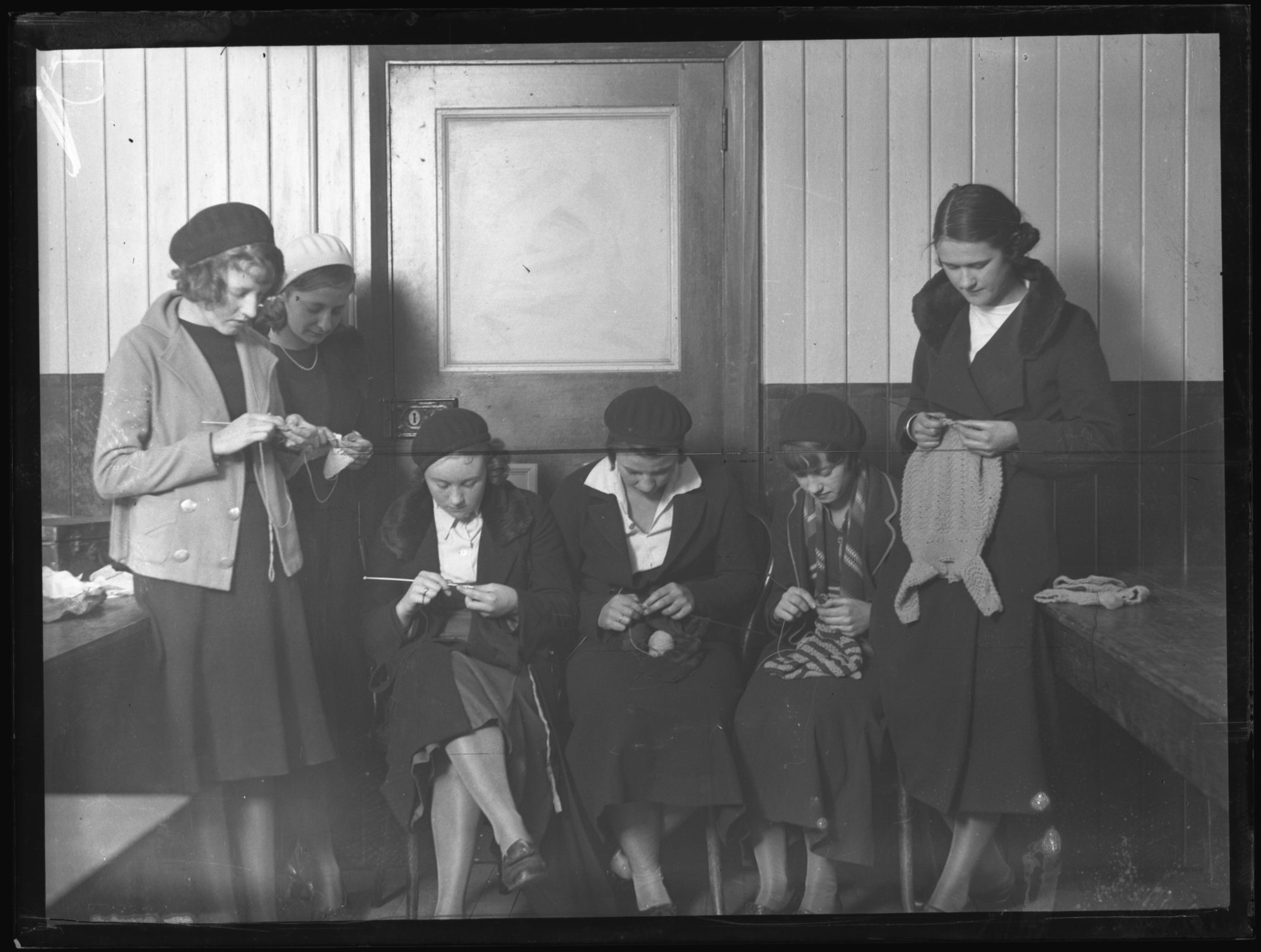 Young women crocheting, [Newcastle Technical College, 1933] | Living