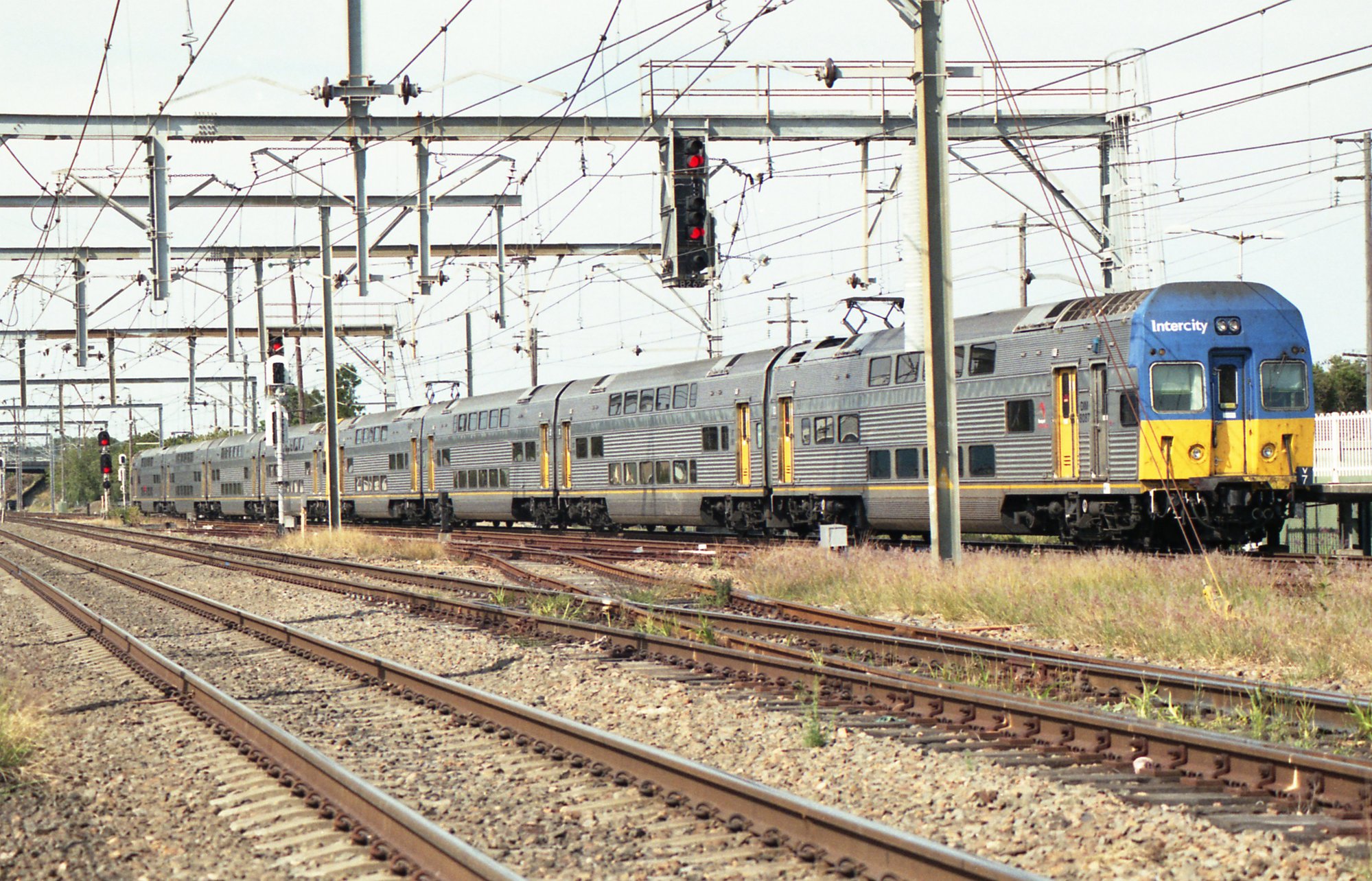 New South Wales Cityrail V set approaching Broadmeadow, NSW, December ...