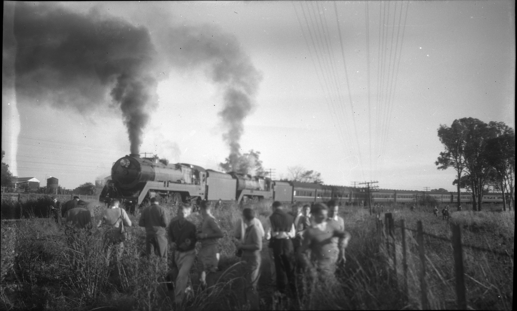 NSWGR C38 Class locomotives, no. 3830 leading, on passenger train ...