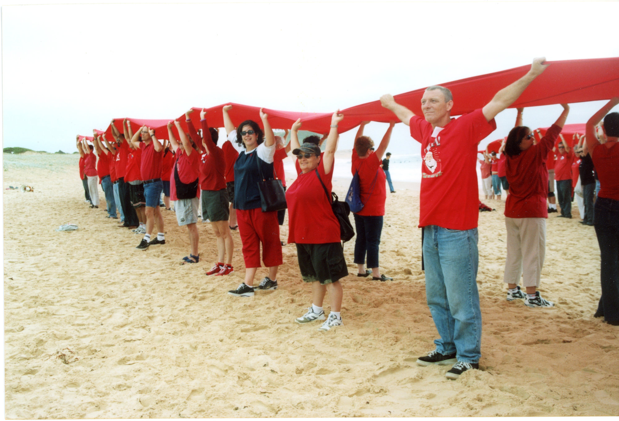 Giant Red Ribbon for World AIDS Day; Kellie Schneider RN; Newcastle ...
