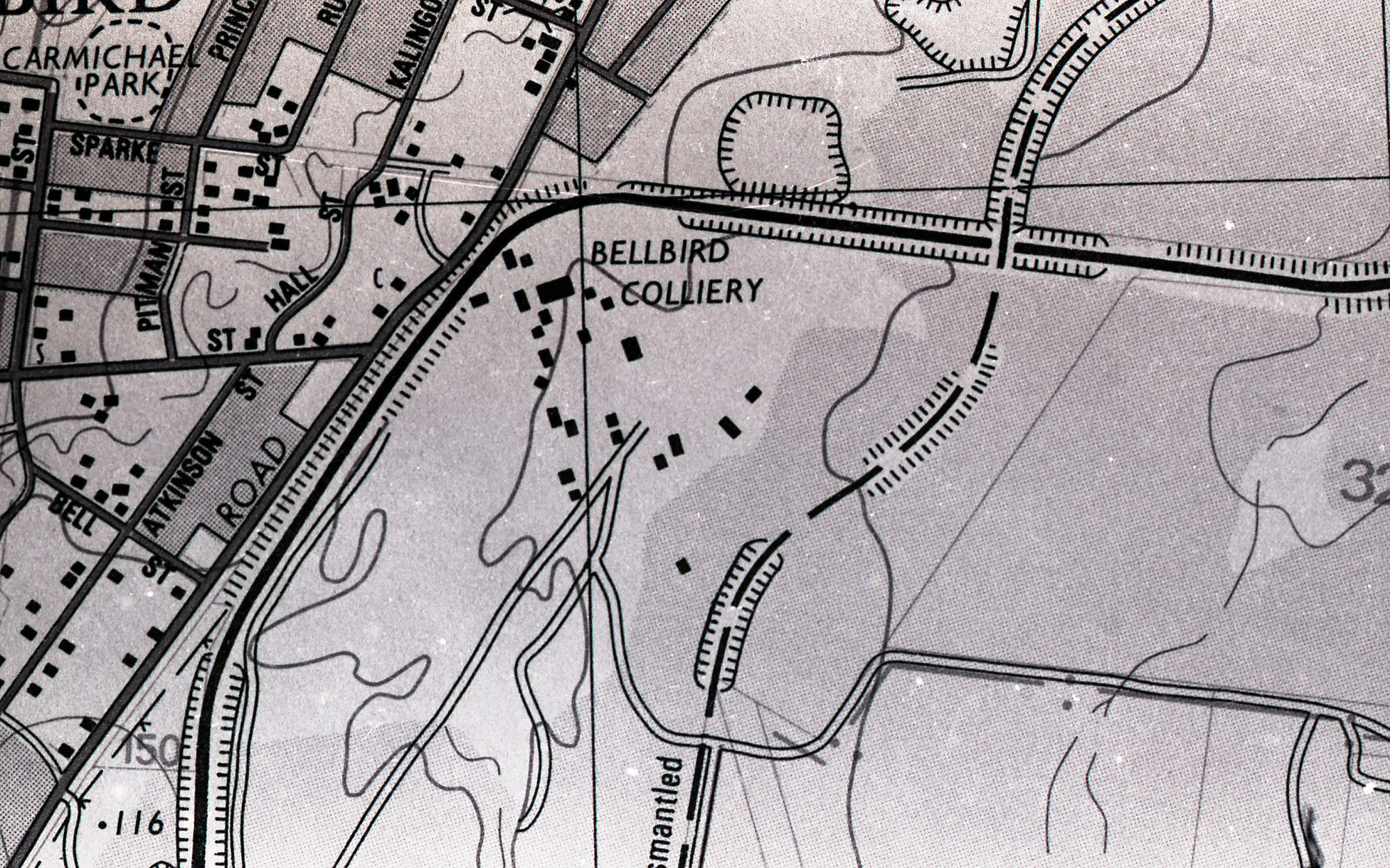 Bellbird Colliery, NSW, from Lands Department map, 1979 | Living Histories