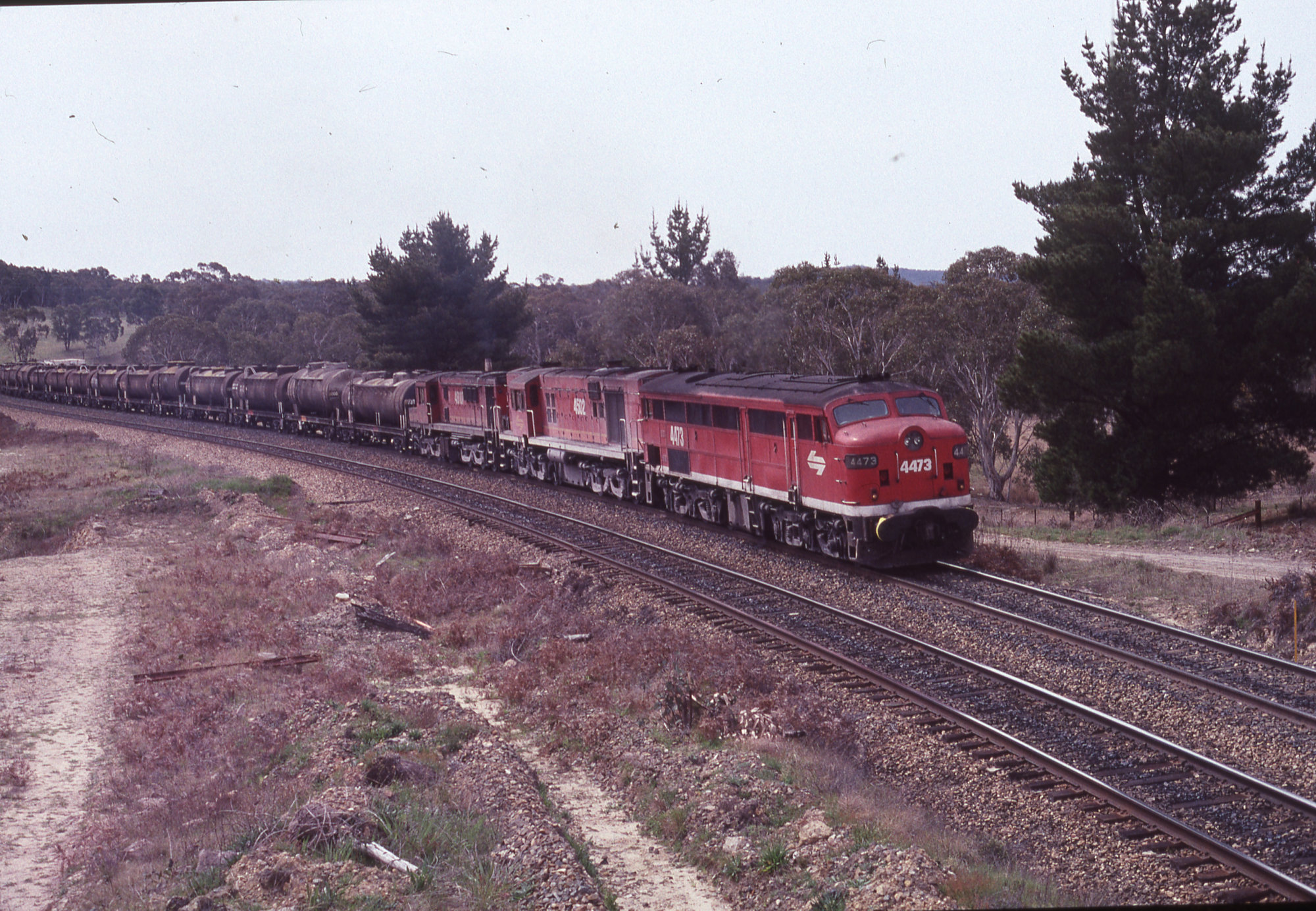 4473, 4512 and 48 Class, fuel train, Wallerawang, NSW, 7 October 1989 ...