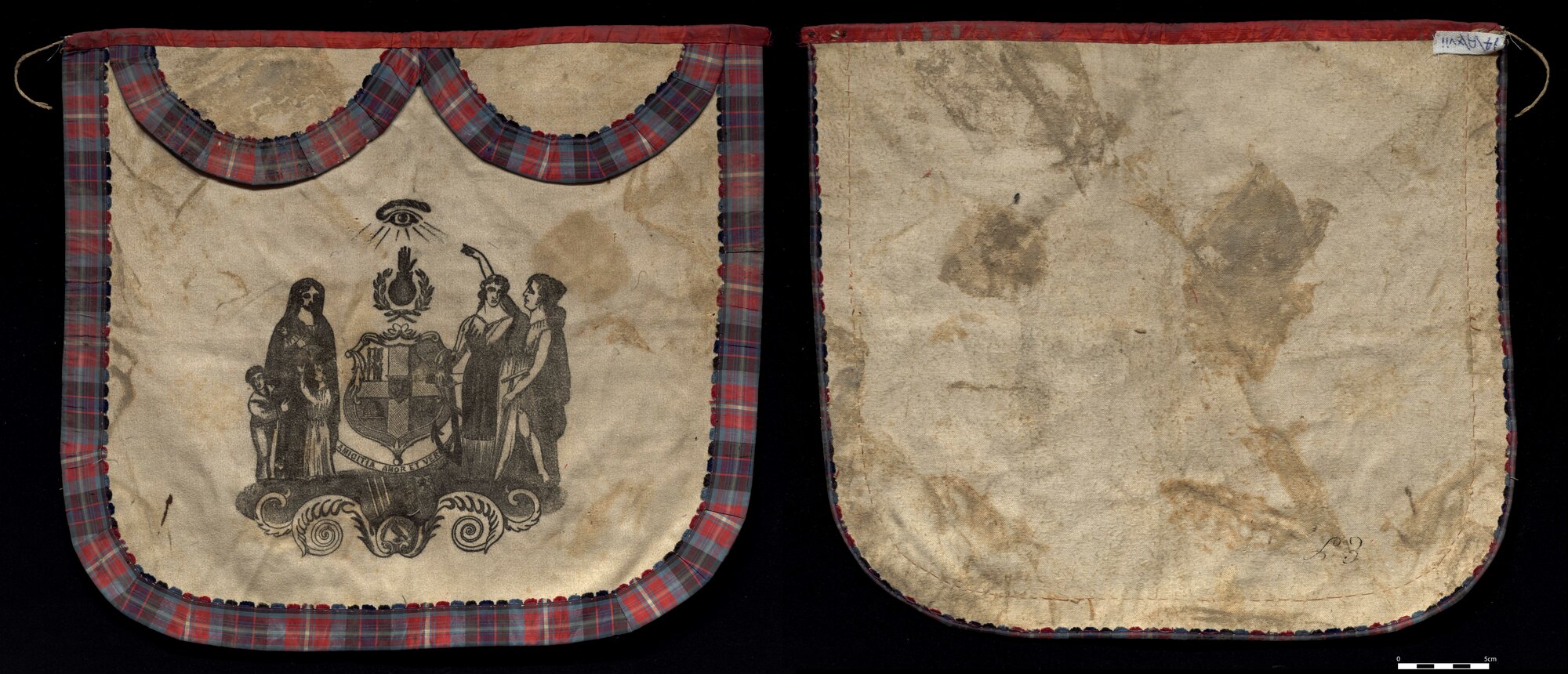 M.U.I.O.O.F., white apron with plaid trim and printed imagery | Living ...