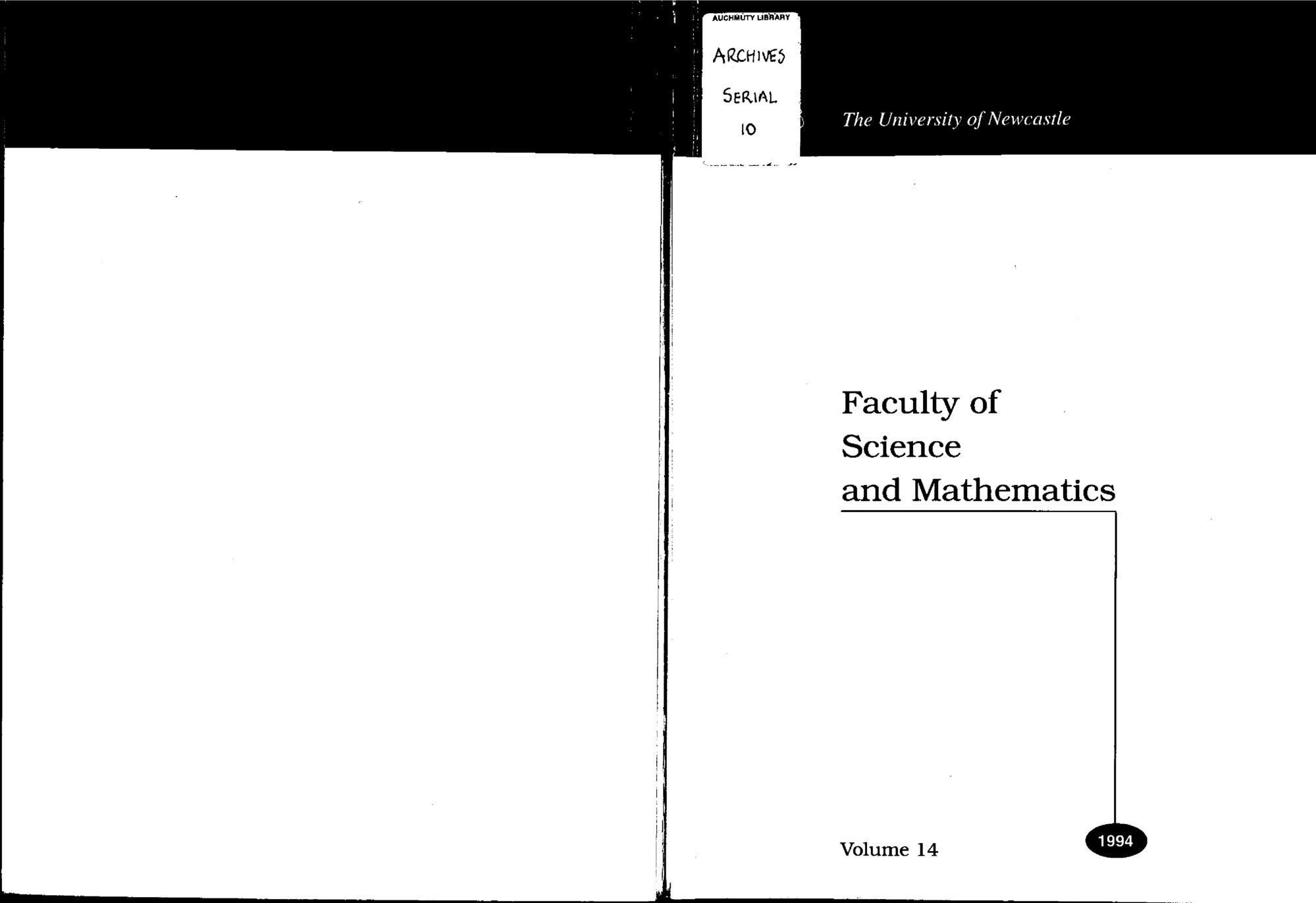 Faculty of Science and Mathematics Faculty Handbook, 1994 | Living ...