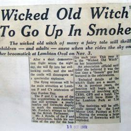 "Wicked Old Witch To Go up In Smoke" 19th October 1961.