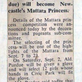 "Mattara Princess Chosen By Glove" - 5th July 1961
