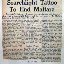"Searchlight Tattoo To End Mattara" - 22nd September 1961