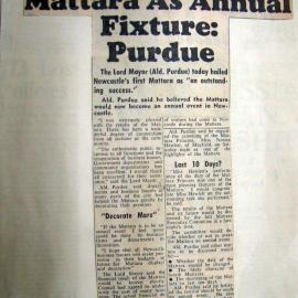 "Mattara As Annual Fixture: Purdue" - 25th September 1961.