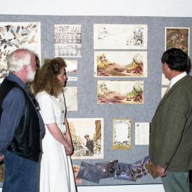 Graham Gilchrist, Amanda Wilson and an unidentified gentleman, at the Wildlife illustration prize giving ceremony, the University of Newcastle, Australia - 1992