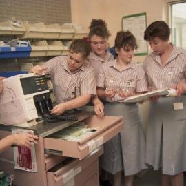 Sue Johnson with unidentified nursing students at John Hunter Hospital, the University of Newcastle, Australia - 1992