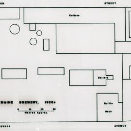 Plan of Castlemaine Brewery from Craigie's Map of Newcastle, [1920] redrawn D Bairstow, 1979