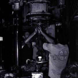 Two workers at Hughes Pottery Works, Merewether, NSW