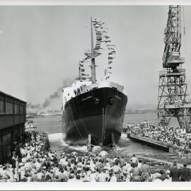 Launching of the Koojarra  - State Dockyard, Newcastle, NSW, 14th January, 1956