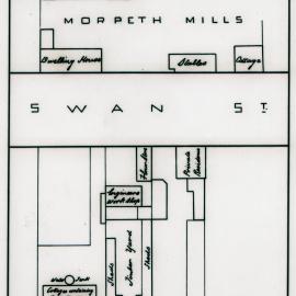 Detail of plan, Portus', Mill and Engine Works, Morpeth, NSW, 1882, redrawn by D Bairstow, 1979