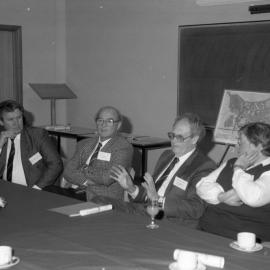 Bob Baldwin (MHR), John Tierney, Professor Michael Carter, Doug Huxley with an unidentified woman, the University of Newcastle, Australia - 1992