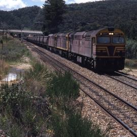 8017 and two 80 Classes, coal train, Marrangaroo, NSW, 25 January 1988