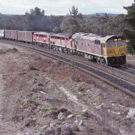 8034, 4475 and 4401, express freight, Wallerawang, NSW, 12 August 1989