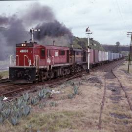 48101 and 4816, freight train, Bombo, NSW, January 1990