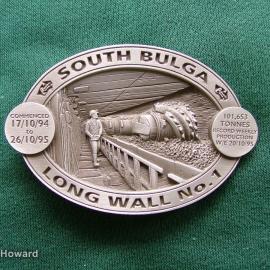 Belt Buckle: South Bulga Long Wall No.1  Commenced 17/10/94 to 26/10/95 101.653 Tonnes Recorded Weekly Production W/E 20/10/95
