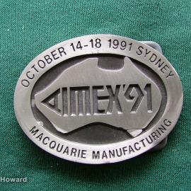 Belt Buckle: Aimex'91 OCtober 14-18 1991 Sydney Macquarie Manufacturing