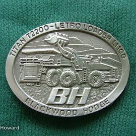 Belt Buckle: Marathon Le TOurneau Blackwood Hodge Lemmington Mine 2000 Days Injury Free