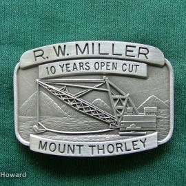 Belt Buckle: R.W. Miller 10 Years Open Cut Mount Thorley