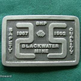 Belt Buckle: Blackwater Mine 1967 1992 BHP Safety Quality