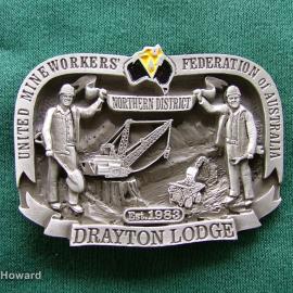 Belt Buckle: United Mine Workers Federation of Australia Northern District Drayton Lodge Est. 1983