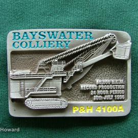 Belt Buckle: Bayswater Colliery P&H 4100A Record Production 20th July 1996