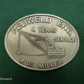 Belt Buckle: Hedweld Eng. 4 Years Service R.W. Miller