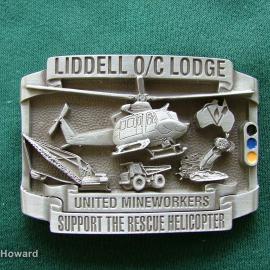 Belt Buckle: Liddell O/C Saxonvale Lodge Untied Mineworkers Support The Rescue Helicopter