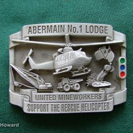 Belt Buckle: Abermain No.1 Lodge Untied Mineworkers Support The Rescue Helicopter
