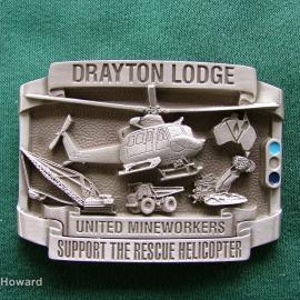 Belt Buckle: Drayton Lodge Untied Mineworkers Support The Rescue Helicopter