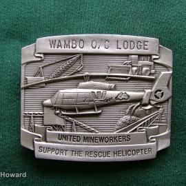 Belt Buckle: Wambo O/C Lodge Untied Mineworkers Support The Rescue Helicopter
