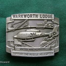 Belt Buckle: Warkworth Lodge Untied Mineworkers Support The Rescue Helicopter
