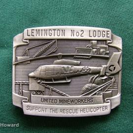 Belt Buckle: Lemington No2 Lodge Untied Mineworkers Support The Rescue Helicopter