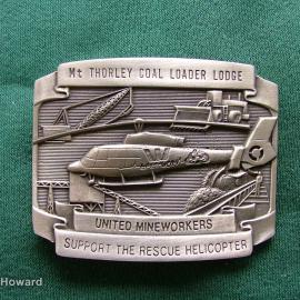 Belt Buckle: Mt Thorley Coal Loader Lodge Untied Mineworkers Support The Rescue Helicopter