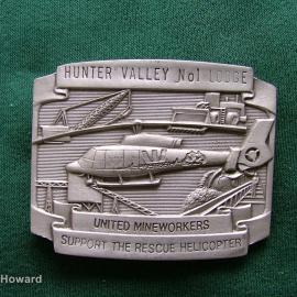 Belt Buckle: Hunter Valley No1 Lodge Untied Mineworkers Support The Rescue Helicopter