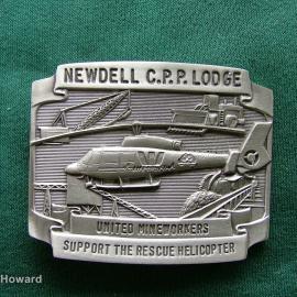 Belt Buckle: Newdell C.P.P. Lodge Untied Mineworkers Support The Rescue Helicopter