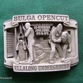 Belt Buckle: Bulga Opencut Ellalong Underground Mines Rescue Co-Winers 1995 Comp. O/G & U/G
